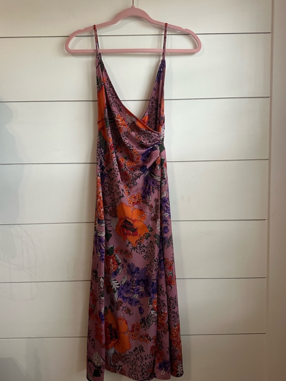 Urban Outfitters Lavender Maxi Slip Dress with Orange Floral Print
